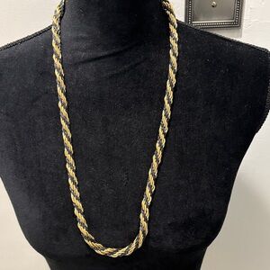 Elegant Gold and Navy blue Twisted Rope Necklace